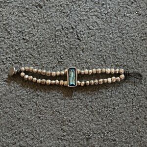 UNO de 50 Silver Beaded Bracelet with Blue Crystal